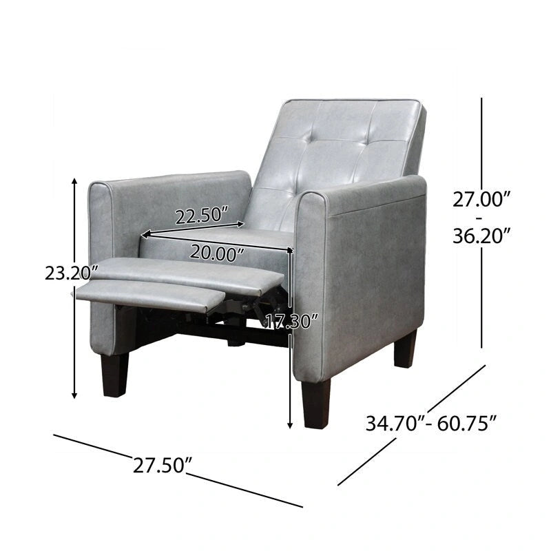 Fauteuil inclinable manuel Roomfitters de 68 cm de large avec accoudoirs roulés et rembourrage moelleux pour un confort optimal, gris foncé
