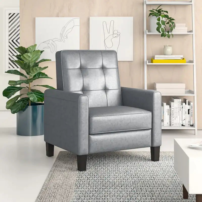 Fauteuil inclinable manuel Roomfitters de 68 cm de large avec accoudoirs roulés et rembourrage moelleux pour un confort optimal, gris foncé