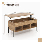 Table basse relevable Costway avec compartiment de rangement et 3 étagères ouvertes - Voir détails