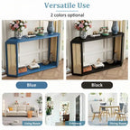Console étroite avec étagère ouverte, bleu antique