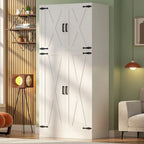 Armoire en bois Rackcog avec portes coulissantes, armoire de rangement de style rustique avec tringle à vêtements