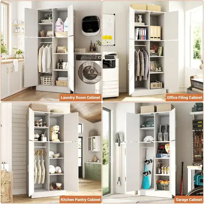 Armoire en bois Rackcog avec portes coulissantes, armoire de rangement de style rustique avec tringle à vêtements