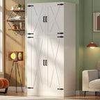 Armoire en bois Rackcog avec portes coulissantes, armoire de rangement de style rustique avec tringle à vêtements