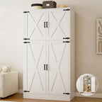 Armoire en bois Rackcog avec portes coulissantes, armoire de rangement de style rustique avec tringle à vêtements