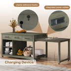 Îlot de cuisine extensible avec rangement (tabouret non inclus)