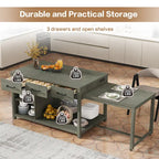 Îlot de cuisine extensible avec rangement (tabouret non inclus)