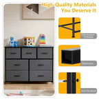Commode à 7 tiroirs sur pied Tour de rangement Commode Meuble TV avec plateau en bois pour chambre à coucher ou dressing
