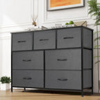 Commode à 7 tiroirs sur pied Tour de rangement Commode Meuble TV avec plateau en bois pour chambre à coucher ou dressing