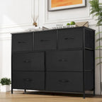 Commode à 7 tiroirs sur pied Tour de rangement Commode Meuble TV avec plateau en bois pour chambre à coucher ou dressing