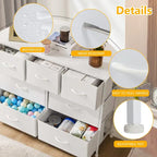 Commode à 7 tiroirs sur pied Tour de rangement Commode Meuble TV avec plateau en bois pour chambre à coucher ou dressing