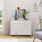 Commode à 7 tiroirs sur pied Tour de rangement Commode Meuble TV avec plateau en bois pour chambre à coucher ou dressing