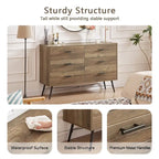 Meuble TV de style rustique de 120 cm avec 6 grands tiroirs de rangement pour salon