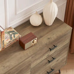 Meuble TV de style rustique de 120 cm avec 6 grands tiroirs de rangement pour salon