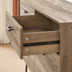 Meuble TV de style rustique de 120 cm avec 6 grands tiroirs de rangement pour salon