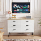 Meuble TV de style rustique de 120 cm avec 6 grands tiroirs de rangement pour salon