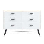 Meuble TV de style rustique de 120 cm avec 6 grands tiroirs de rangement pour salon