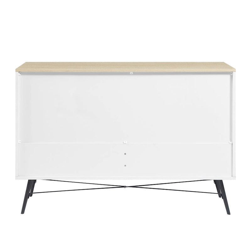 Meuble TV de style rustique de 120 cm avec 6 grands tiroirs de rangement pour salon