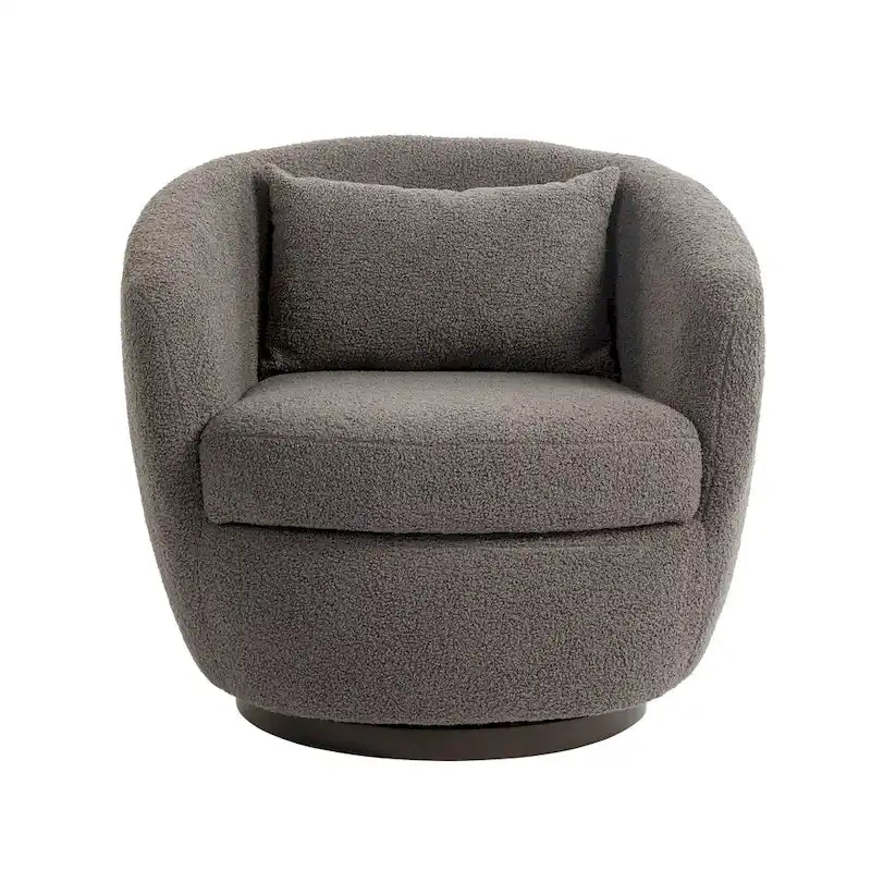 Fauteuil pivotant rond en similicuir gris avec rangement dissimulé – 1 place