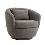 Fauteuil pivotant rond en similicuir gris avec rangement dissimulé – 1 place