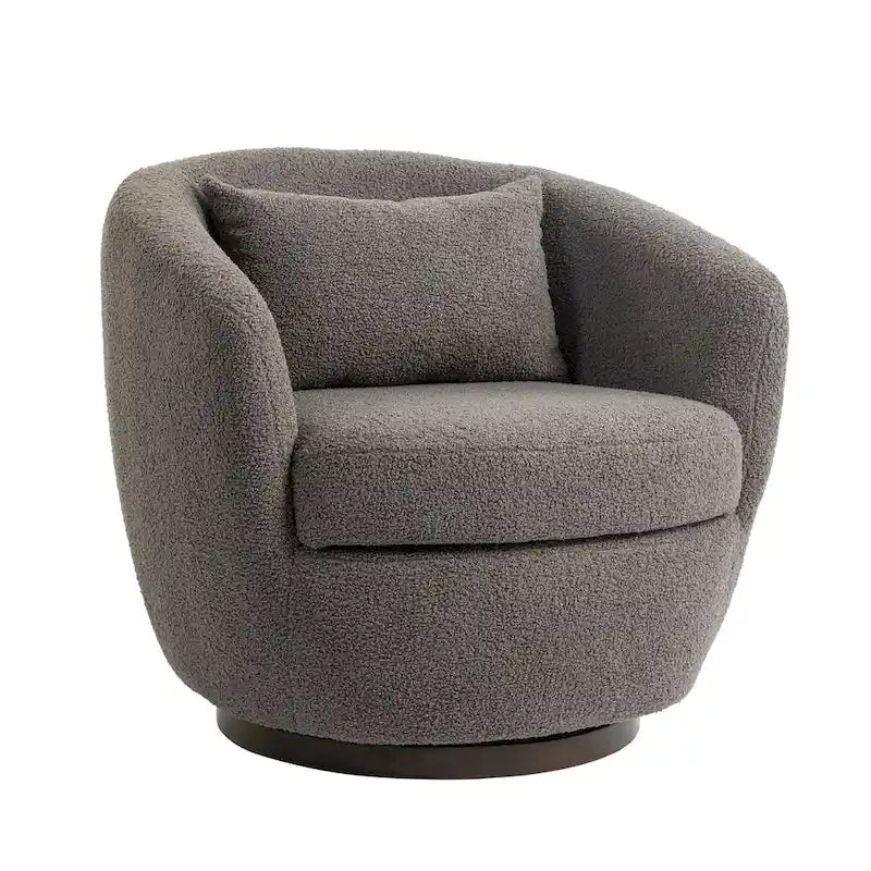 Fauteuil pivotant rond en similicuir gris avec rangement dissimulé – 1 place