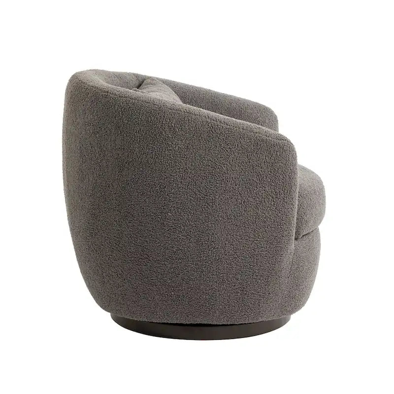 Fauteuil pivotant rond en similicuir gris avec rangement dissimulé – 1 place