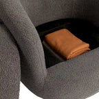 Fauteuil pivotant rond en similicuir gris avec rangement dissimulé – 1 place