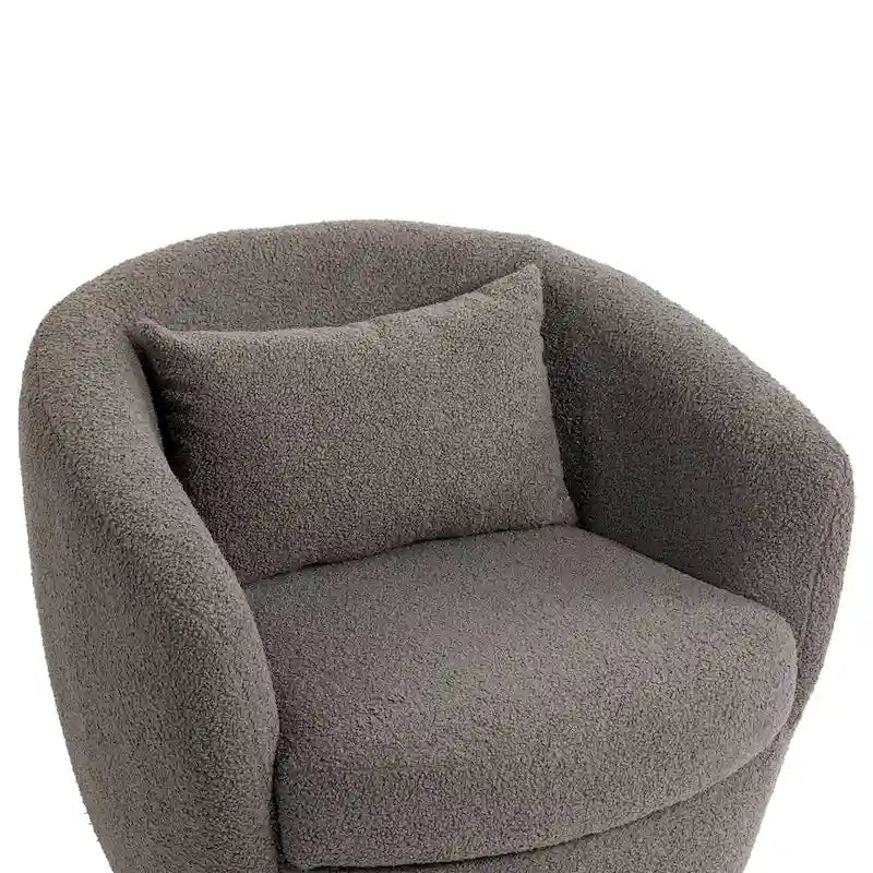Fauteuil pivotant rond en similicuir gris avec rangement dissimulé – 1 place