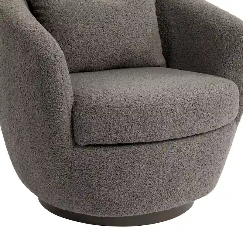 Fauteuil pivotant rond en similicuir gris avec rangement dissimulé – 1 place