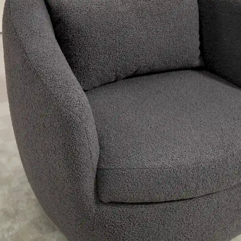 Fauteuil pivotant rond en similicuir gris avec rangement dissimulé – 1 place