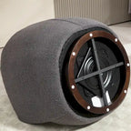 Fauteuil pivotant rond en similicuir gris avec rangement dissimulé – 1 place