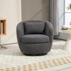Fauteuil pivotant rond en similicuir gris avec rangement dissimulé – 1 place