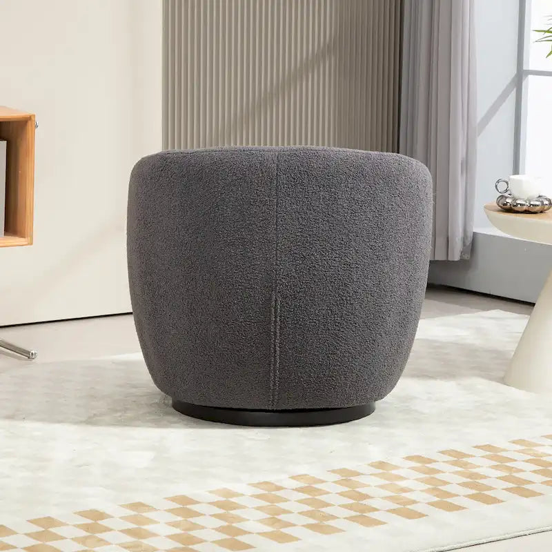 Fauteuil pivotant rond en similicuir gris avec rangement dissimulé – 1 place