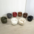 Fauteuil pivotant rond en similicuir gris avec rangement dissimulé – 1 place