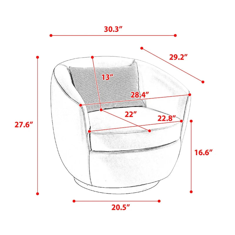Fauteuil pivotant rond en similicuir gris avec rangement dissimulé – 1 place