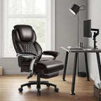 Chaise de bureau BOSSIN Lift-Headrest pour personnes de grande taille 500 lb - Cuir robuste avec repose-pieds rétractable et support lombaire