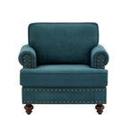 Fauteuil d'appoint Chenille Vert Lac avec clous décoratifs – 1 place