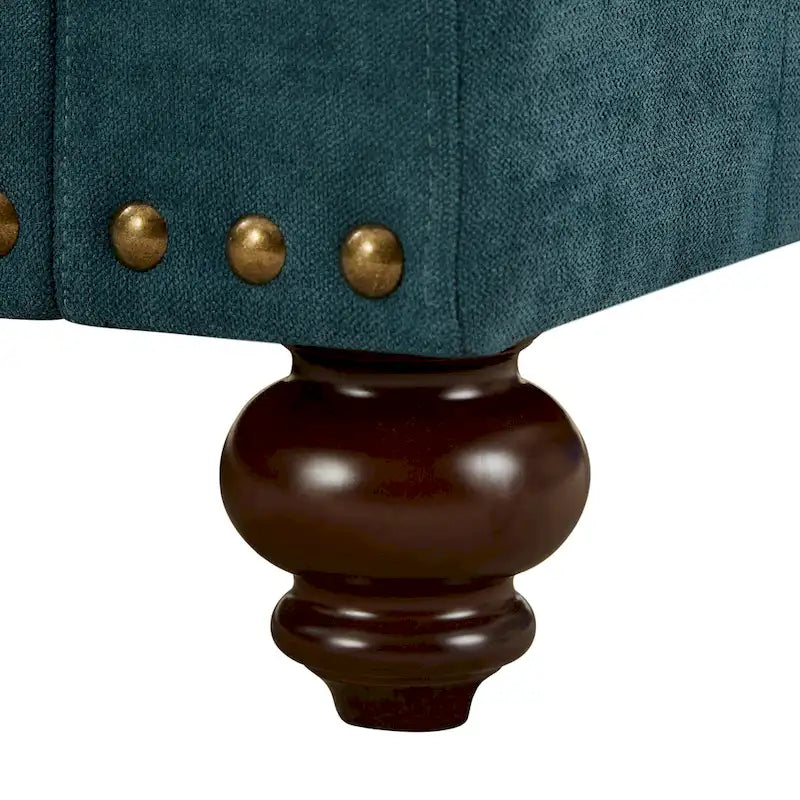 Fauteuil d'appoint Chenille Vert Lac avec clous décoratifs – 1 place