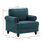 Fauteuil d'appoint Chenille Vert Lac avec clous décoratifs – 1 place