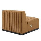 Fauteuil sans accoudoirs en velours capitonné – Noir cognac / Émeraude / Minuit / Gris, 1 place