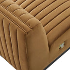 Fauteuil sans accoudoirs en velours capitonné – Noir cognac / Émeraude / Minuit / Gris, 1 place