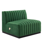 Fauteuil sans accoudoirs en velours capitonné – Noir cognac / Émeraude / Minuit / Gris, 1 place