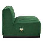 Fauteuil sans accoudoirs en velours capitonné – Noir cognac / Émeraude / Minuit / Gris, 1 place