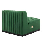 Fauteuil sans accoudoirs en velours capitonné – Noir cognac / Émeraude / Minuit / Gris, 1 place