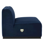 Fauteuil sans accoudoirs en velours capitonné – Noir cognac / Émeraude / Minuit / Gris, 1 place