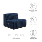 Fauteuil sans accoudoirs en velours capitonné – Noir cognac / Émeraude / Minuit / Gris, 1 place