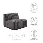 Fauteuil sans accoudoirs en velours capitonné – Noir cognac / Émeraude / Minuit / Gris, 1 place