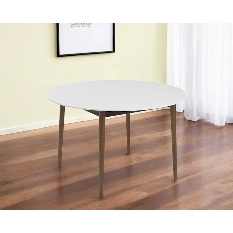 HomeRoots 47   White and Brown Rounded Dining Table