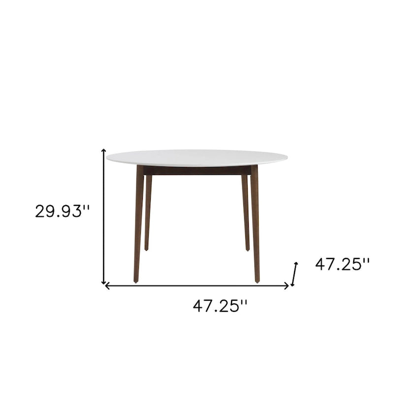 HomeRoots 47 Table à manger arrondie blanche et marron