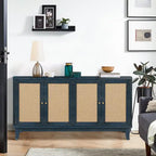 Meuble de rangement d'appoint avec 4 portes en rotin