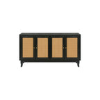 Meuble de rangement d'appoint avec 4 portes en rotin